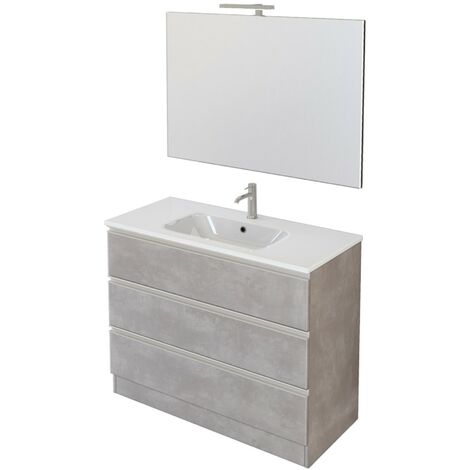 Mobile bagno sospeso 100 cm Master grigio con lavabo e specchio