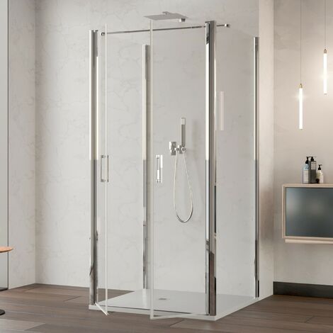 Box doccia saloon tre lati senza profili trasparente 6mm h195 dobla, misura 70x75x70 (1/5)
