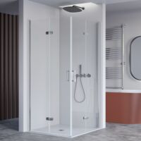 Box doccia 2 lati a soffietto trasparente senza profili 6mm h195 anticalcare rea, misura 65x80