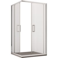 Box doccia angolare ante scorrevoli cristallo satinato opaco 6mm adry, misura 80x120