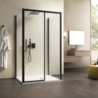 Box doccia tre lati con profili neri scorrevole anticalcare 195 lagoa, misura 80x180x80