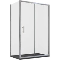Box doccia angolare scorrevole trasparente con lato fisso h190cm 6mm big, misura 80x130