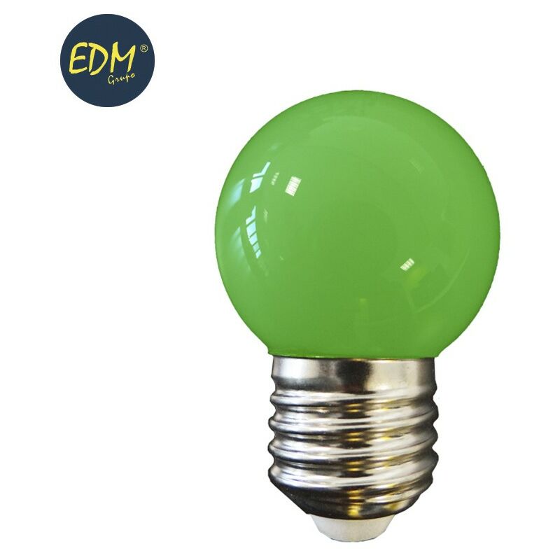 Bombilla led esferica E27 1,5w 80 lumens verde EDM 35442