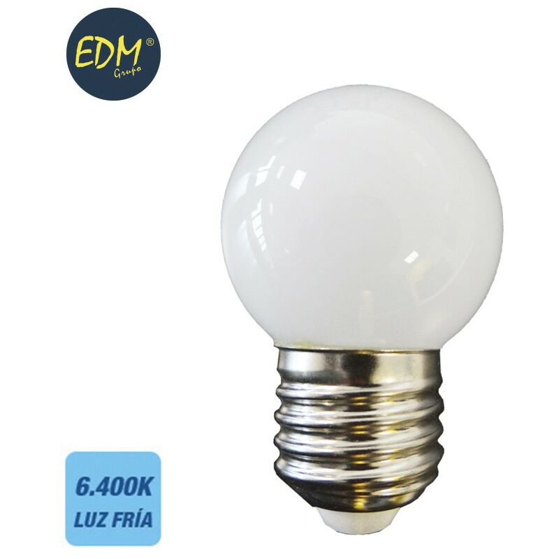 Bombilla led esferica mate E27 1,5w 6400k luz fria EDM 35441