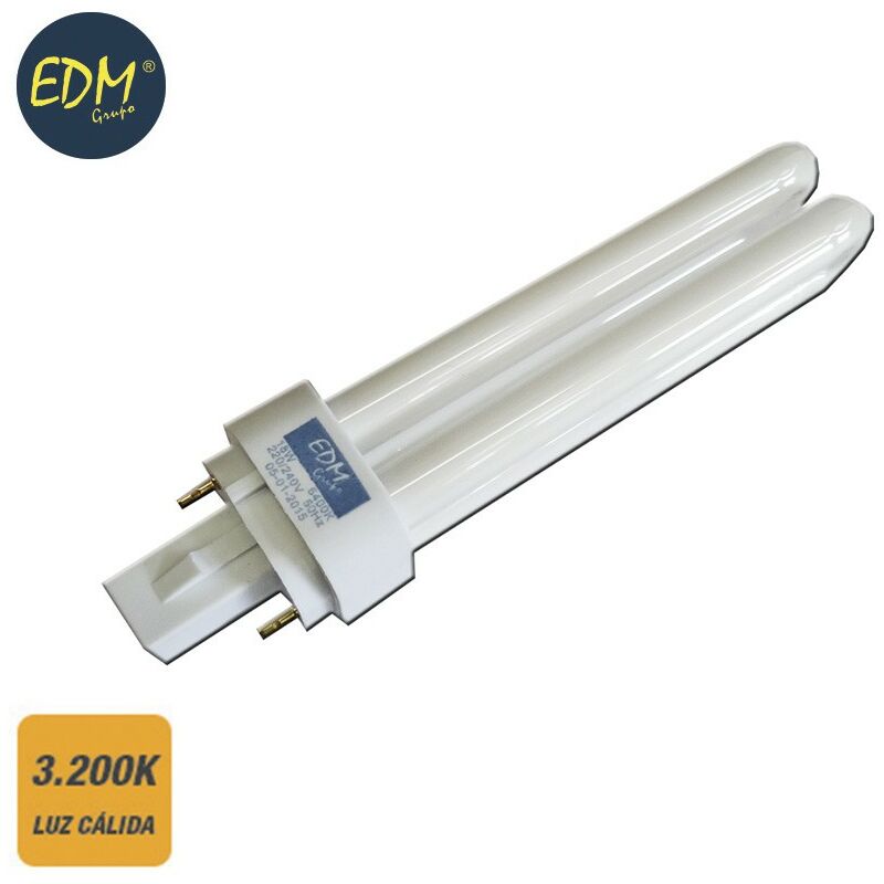 Bombilla bajo consumo lynx 13w 2 pins g24d-1 3200k luz calida 13,1cm edm