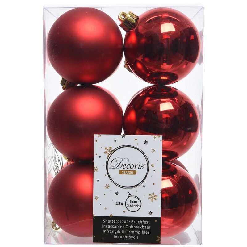 Caja de 12 bolas rojas decorativas para arbol de navidad EDM 71871