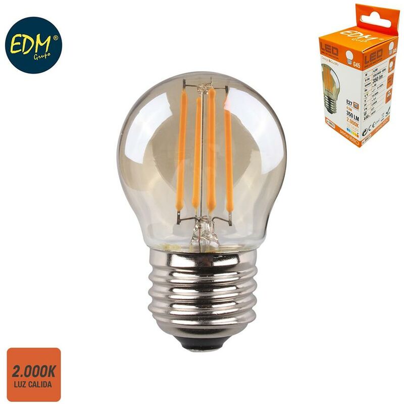 Bombilla de led VINTAGE esférica 4,5W E27 350lm 2.000k EDM 98623