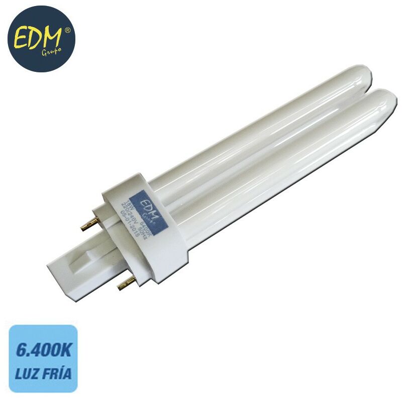 Bombilla bajo consumo lynx 26w 2 pins g24d-3 6400k luz fria 16,9cm edm