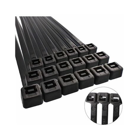 Pack de 40 bridas de nylon negro, bridas para cables, organizador, bloqueo,  fijación, dimensiones 40 x 0.36 cm