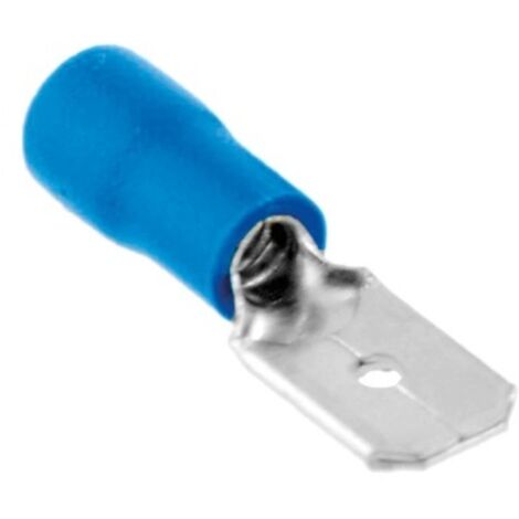 Terminal aislado enchufable macho plano 6,35/2,5mm Azul 50 uds