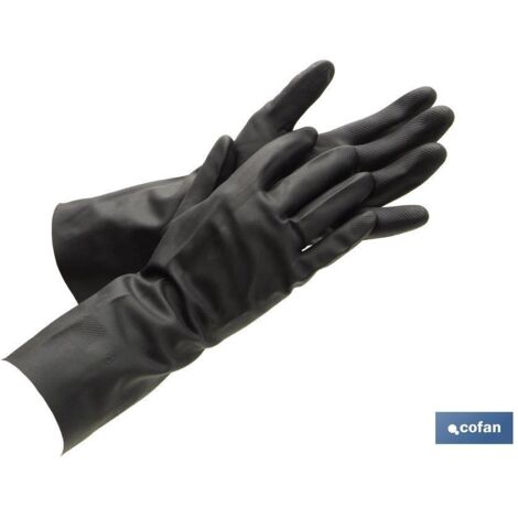 COFAN guante negro neopreno 100% t 8 venta unitaria , Guantes negros de 100 % neopreno UNE-EN 20388 y UNE-EN 20374-3. Excelentes para el contacto con ácidos, detergentes y detersiv