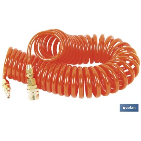 Manguera espiral poliuretano más enchufes rápidos COFAN 6.5 x 10 mm 15 m