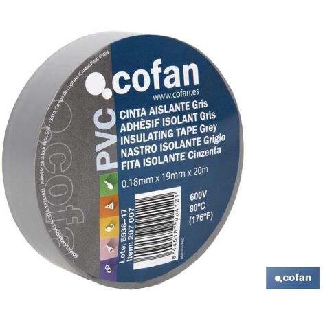 Cinta Aislante 180 Micras Gris 19mmx20 Metros