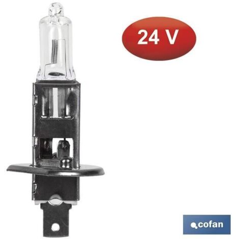 COFAN lámpara halógena cofan h1 (p14,5s) 24v 70w , Lámpara Halógena H1 de 24V 70W. Válida para coche y tractor en cortas, largas y antiniebla. Cristal transparente homologadas ECE