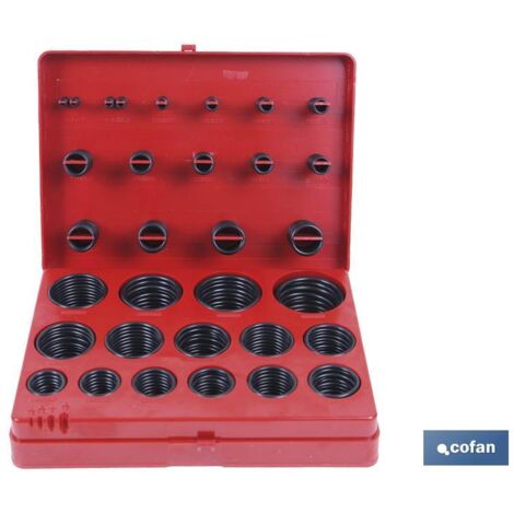 COFAN maletin plástico tóricas métricas , Surtido de 404 Juntas Tóricas de estanqueidad más variedad en nitrilo NBR con medidas en métrico. Total de 30 medidas distintas de anillos