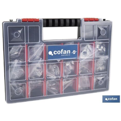 COFAN maletin 760 arandelas aluminio , Maletín de Arandelas planas de Aluminio en 1,5mm de espesor. Contiene surtido de Medidas desde M-3 hasta M-32 (1/4)
