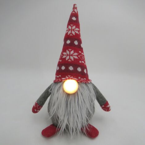 Gnomo de navidad LED sentado Hagin 36cm 2xCR2032 Rojo y gris (1/5)