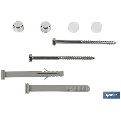 COFAN set de 2 pcs. para sanitario wc taco largo 6 x 80 mm inox.