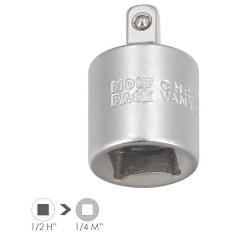 Adaptador Reductor  1/2" Hembra A 1/4" Macho. Acero Cromo Vanadio