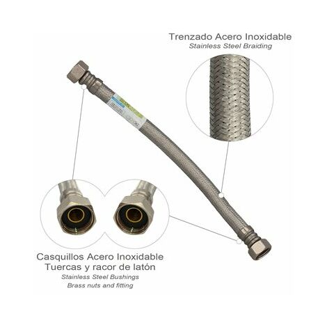 Latiguillo metálico para gas hembra-hembra 1/2 de extensible