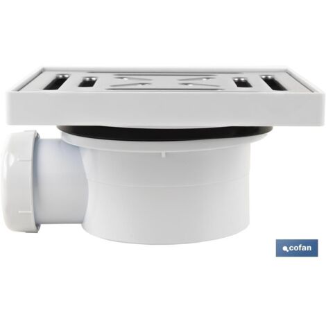 válvula sifónica sumidero 146x146 mm con salida ø32-40 y tapa acero inox.