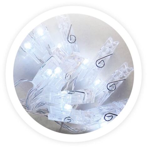 Pinzas LED transparentes 1,35M Luz fría
