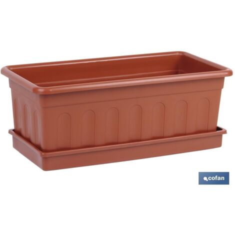 Jardinera Marrón  Modelo Azahar 40x20x15.5+Plato38x16.6cm