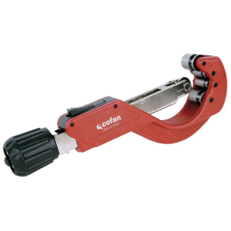 COFAN cortatubos 4 rodillos p/tubos metal 6-76mm , Cortatubos con 4 rodillos para mejor agarre del tubo. Longitud disponible: 6-76 mm. Cuenta con un sistema ICS (Instant Change Sys