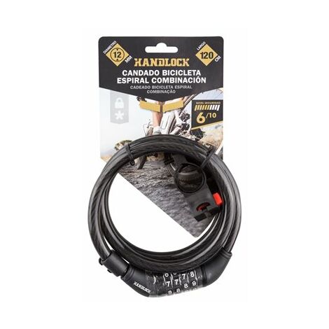 Candado bicicleta espiral 120 cerradura con llave negro