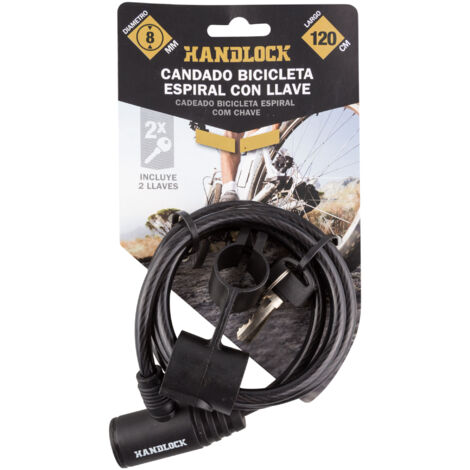 BURG-WÄCHTER Candado Bicicleta En Espiral 150 Cm, Antirrobo Con Cierre Automático Y Soporte, 15 Mm De Diámetro, Incluye 2 Llaves (una Con Luz)
