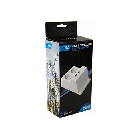 Base 2 tomas enchufe + 2usb cable 1,5m onlex