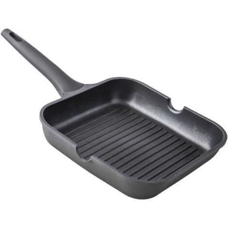 Grill aluminio fundido xylán rayado mango fijo 20cm (1/2)