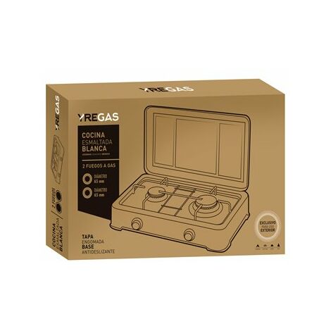 Cocina gas yregas esmaltada blanca 2 fuegos