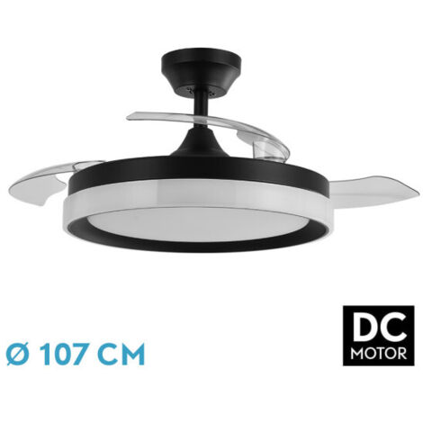 Ventilador de techo LED "Zenit" de aspas retráctiles (72W 3CCT 7200lm) IP20 Ø107cm color negro (1/3)