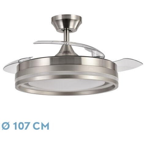 Ventilador de techo LED "Cerrato" regulable con control remoto (72W 3CCT 7200lm) IP20 Ø107cm color níquel
