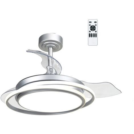 Ventilador de techo led 3cct aspas retráctiles antila mini 40w 4000 lm plata