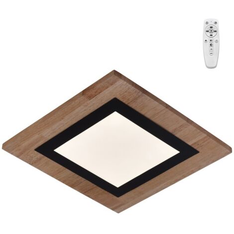Plafón cuadrado LED regulación Smart "Hasbi" (24W 3CCT 1400lm) – Madera/Negro (1/5)