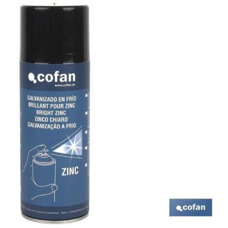 COFAN galvanizado brillo en frío 400 ml , Spray galvanizado en frío color zinc plata, en envase de 400 ml. Recomendable particularmente para recubrimientos metálicos. Es resistente