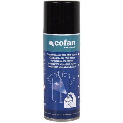 COFAN quitamanchas en seco para tejidos 200 ml , Este es un producto de aplicación en seco con base disolvente para eliminar manchas de grasa, aceite y otros tipos de suciedad sobr