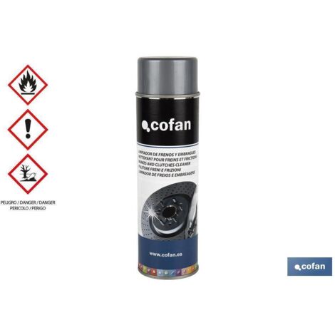 COFAN limpiador de frenos y embragues 500 ml , Limpiador de frenos y embragues de 500 ml. Limpia los frenos y elimina aceite, grasas y suciedades. Este producto se caracteriza por
