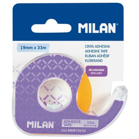 Blíster con dispensador de cinta adhesiva transparente 19mm x 33m Milan