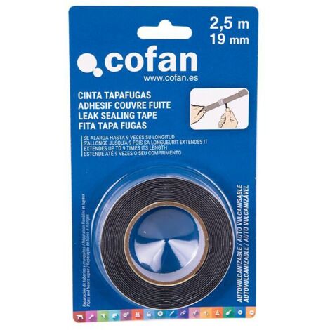COFAN cinta autovulcanizante (2,5 m x 19 mm) , Cinta autovulcanizable especial para reparar superficies de polietileno, PVC, metal, etc. Puede aplicarse incluso en superficies suci