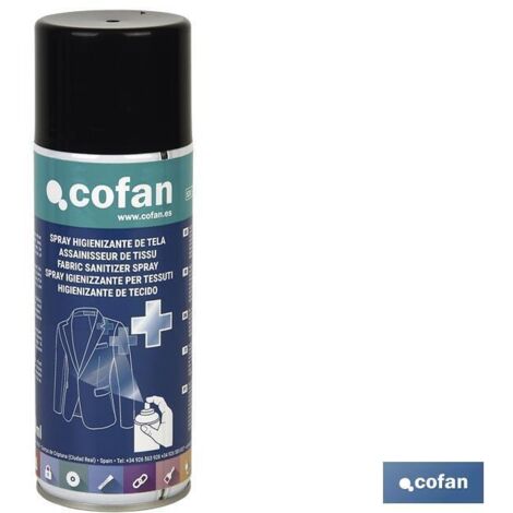 COFAN spray higienizante para tejidos , Higienizante para tejidos y prendas en formato spray. Este aerosol es ideal para higienizar de manera eficaz tejidos sintéticos y naturales