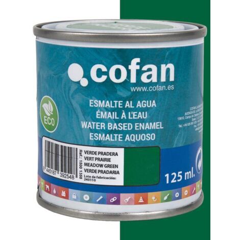 COFAN esmalte al agua (125 ml) verde pradera brillo , Esmalte al agua en una gran gama de colores disponibles. Está fabricado a base de dispersiones acrílicas de altas prestaciones
