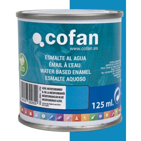 COFAN esmalte al agua (125 ml) azul mediterraneo brillo , Esmalte al agua en una gran gama de colores disponibles. Está fabricado a base de dispersiones acrílicas de altas prestaci