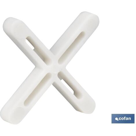 COFAN cruceta para alicatado 4,0 mm 250 uds , Crucetas de gran resistencia para alicatado, reforzadas y diseñadas para soportar losas pesadas. Son esenciales para garantizar la pre