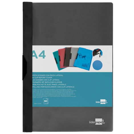 Carpeta dossier con pinza lateral PP DIN A4 negra Liderpapel (1/3)