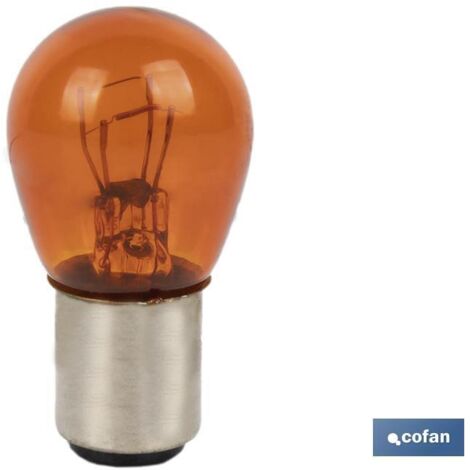 Lámpara cofan 2 polos ambar centrada p21/5w (bay15d) 12v "venta unitaria"