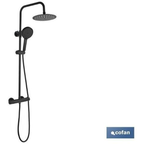 COFAN columna de ducha negra con grifo termostatico 90-1,40 cm