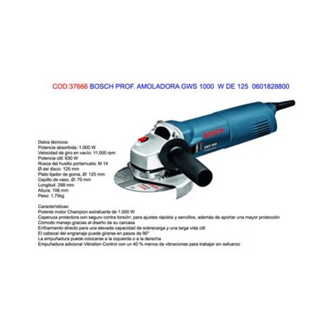Amoladora Bosch GWS 1000 W de 125 mm 0601828800